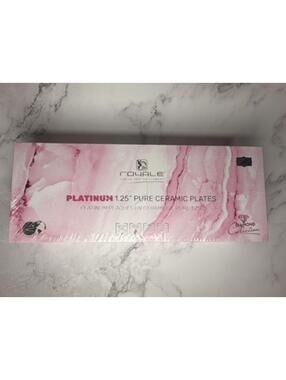 Royale Platinum 1.25” Ceramic Hair Straightener + Hot‎ Pink Holder Set NEW